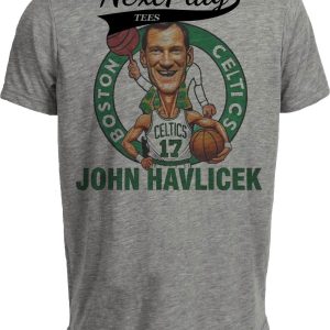 Boston Celtics John Havlicek Exclusive Retro Basketball 1974 Artwork Heather Gray Sublimated T-Shirt