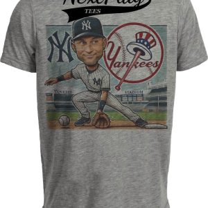 New York Yankees Derek Jeter Exclusive Retro Baseball 1994 Artwork Heather Gray Sublimated T-Shirt