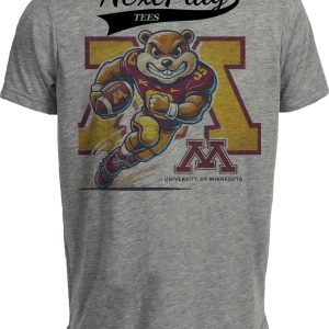 Minnesota Golden Gophers Exclusive Retro Football Mascot Artwork Heather Gray Sublimated T-Shirt