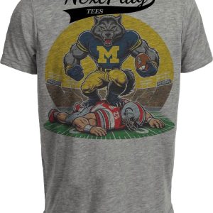 Michigan Wolverines vs. Ohio State Buckeyes Exclusive Retro Rivalries Football 1996 Artwork Heather Gray Sublimated T-Shirt