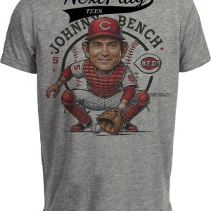 Cincinnati Reds Johnny Bench Exclusive Retro Baseball 1974 Artwork Heather Gray Sublimated T-Shirt