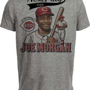 Cincinnati Reds Joe Morgan Exclusive Retro Baseball 1976 Artwork Heather Gray Sublimated T-Shirt