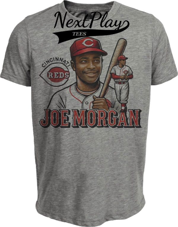 Cincinnati Reds Joe Morgan Exclusive Retro Baseball 1976 Artwork Heather Gray Sublimated T-Shirt