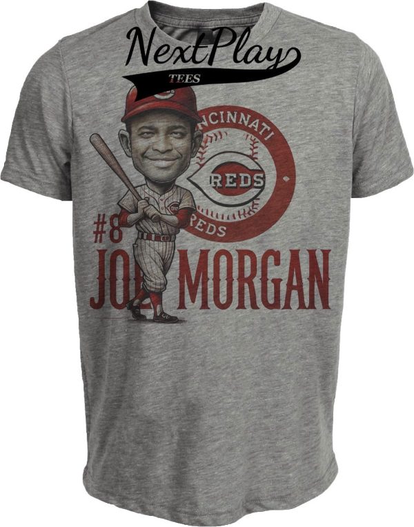 Cincinnati Reds Joe Morgan Exclusive Retro Baseball 1975 Artwork Heather Gray Sublimated T-Shirt