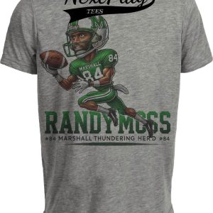 Marshall Thundering Herd Randy Moss Exclusive Retro Football 1996 Artwork Heather Gray Sublimated T-Shirt
