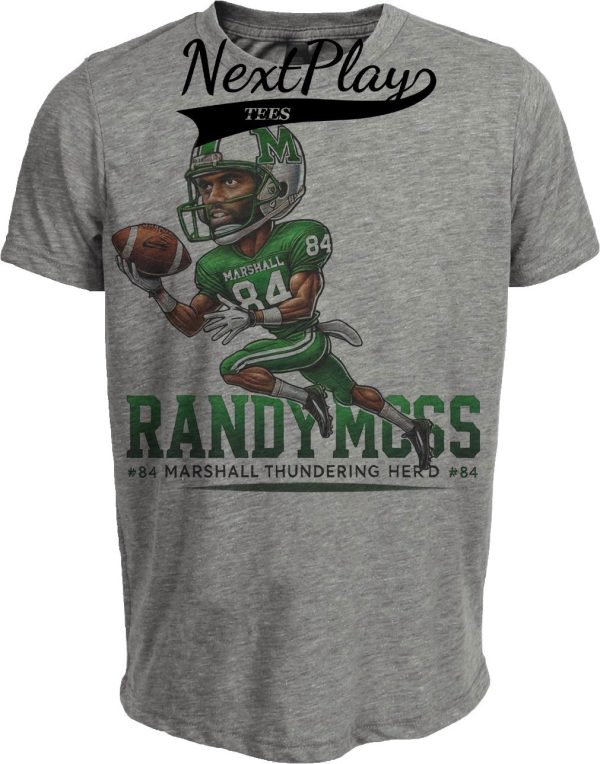 Marshall Thundering Herd Randy Moss Exclusive Retro Football 1996 Artwork Heather Gray Sublimated T-Shirt
