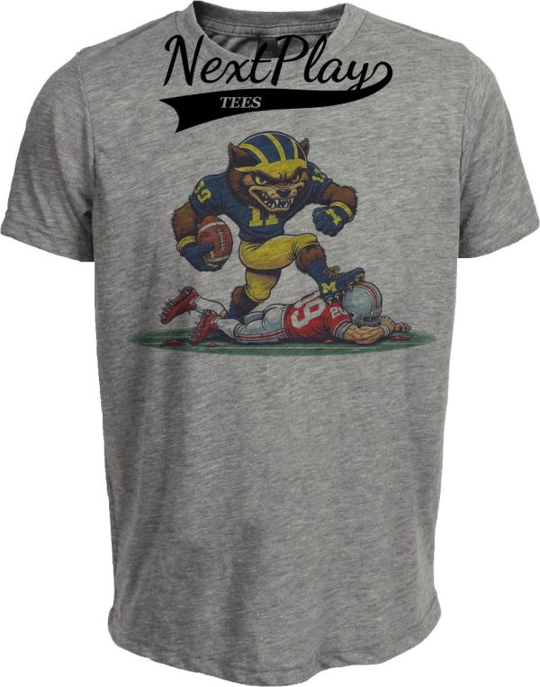 Michigan Wolverines vs. Ohio State Buckeyes Exclusive Retro Rivalries Football 1997 Artwork Heather Gray Sublimated T-Shirt