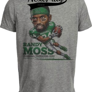 Marshall Thundering Herd Randy Moss Exclusive Retro Football 1996 Artwork Heather Gray Sublimated T-Shirt