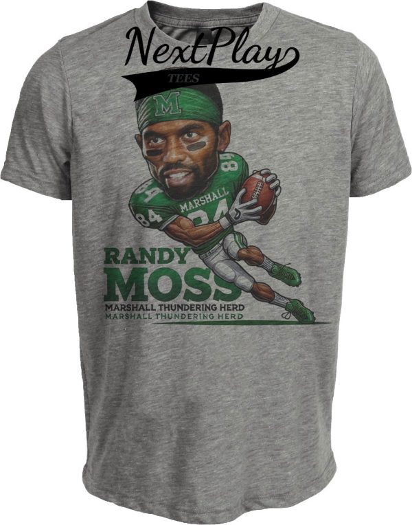 Marshall Thundering Herd Randy Moss Exclusive Retro Football 1996 Artwork Heather Gray Sublimated T-Shirt