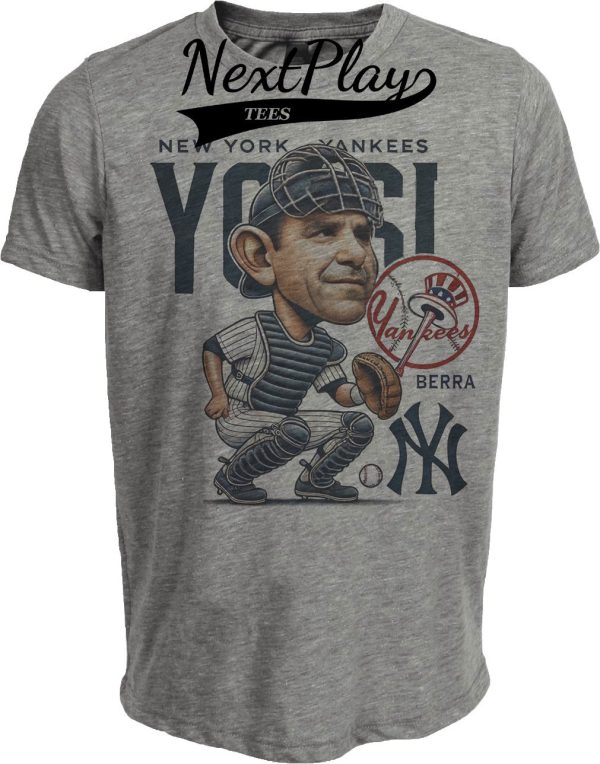 New York Yankees Yogi Berra Exclusive Retro Baseball 1954 Artwork Heather Gray Sublimated T-Shirt