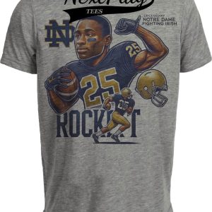 Notre Dame Fighting Irish Raghib Rocket Ismail Exclusive Retro Football 1989 Artwork Heather Gray Sublimated T-Shirt