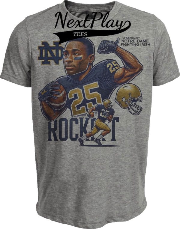 Notre Dame Fighting Irish Raghib Rocket Ismail Exclusive Retro Football 1989 Artwork Heather Gray Sublimated T-Shirt