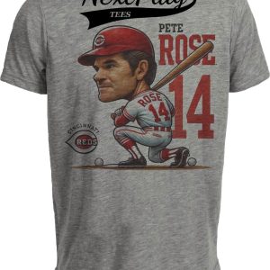 Cincinnati Reds Pete Rose Exclusive Retro Baseball 1977 Artwork Heather Gray Sublimated T-Shirt