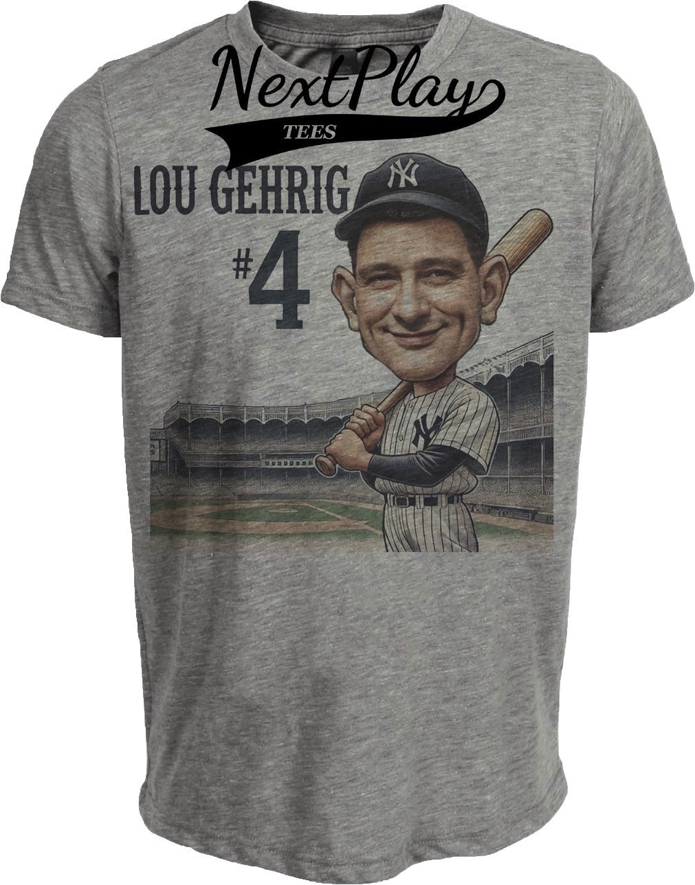 New York Yankees Lou Gehrig Exclusive Retro Baseball 1931 Artwork Heather Gray Sublimated T-Shirt