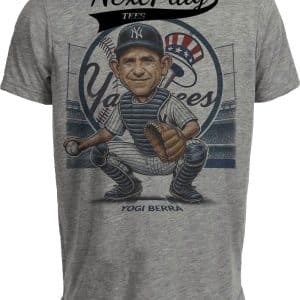 New York Yankees Yogi Berra MVP Exclusive Retro Baseball 1951 Artwork Heather Gray Sublimated T-Shirt