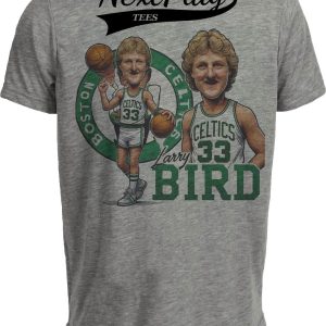 Boston Celtics Larry Bird Exclusive Retro Basketball 1985 Artwork Heather Gray Sublimated T-Shirt