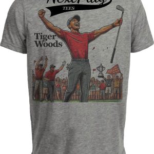 Tiger Woods Exclusive Retro Golf Artwork Heather Gray Sublimated T-Shirt