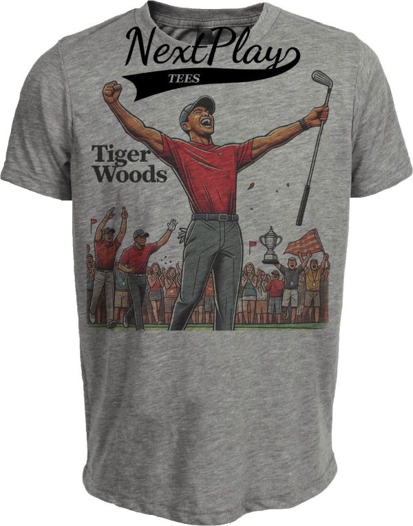 Tiger Woods Exclusive Retro Golf Artwork Heather Gray Sublimated T-Shirt