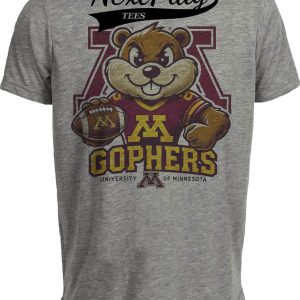 Minnesota Golden Gophers Exclusive Retro Football Mascot TD Artwork Heather Gray Sublimated T-Shirt