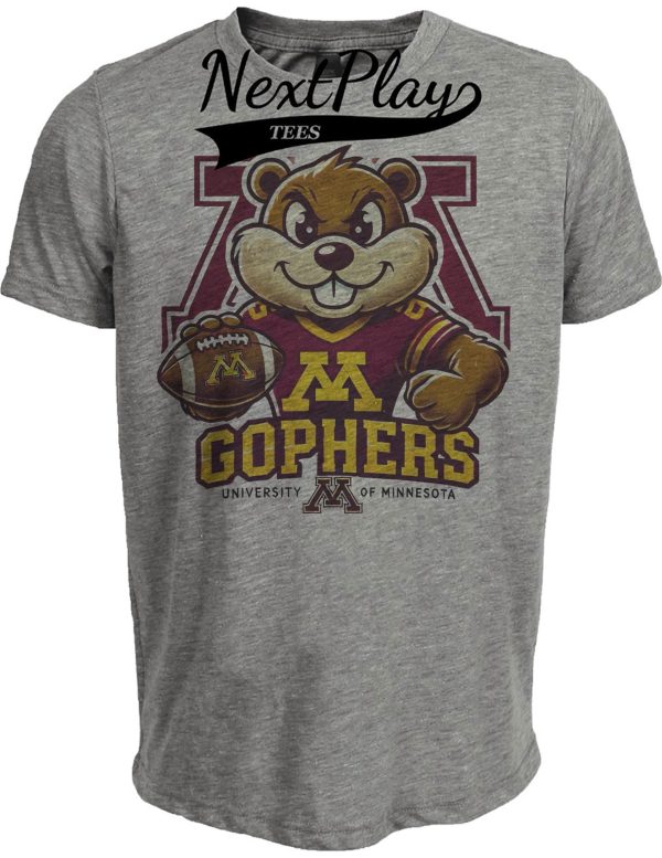 Minnesota Golden Gophers Exclusive Retro Football Mascot TD Artwork Heather Gray Sublimated T-Shirt