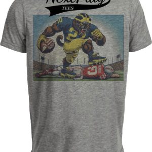 Michigan Wolverines vs. Ohio State Buckeyes Exclusive Retro Rivalries Football Artwork Heather Gray Sublimated T-Shirt