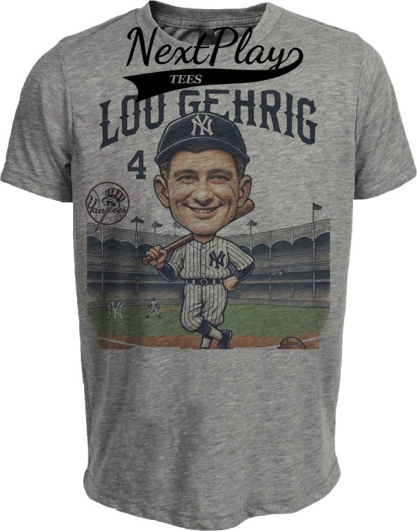 New York Yankees Lou Gehrig Iron Horse Exclusive Retro Baseball 1939 Artwork Heather Gray Sublimated T-Shirt