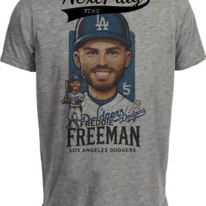 Los Angeles Dodgers LA Freddie Freeman Exclusive Retro Baseball Artwork Heather Gray Sublimated T-Shirt