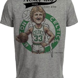 Boston Celtics Larry Bird Exclusive Retro Basketball 1984 Artwork Heather Gray Sublimated T-Shirt