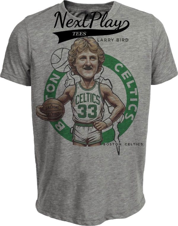 Boston Celtics Larry Bird Exclusive Retro Basketball 1984 Artwork Heather Gray Sublimated T-Shirt