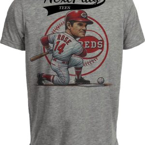 Cincinnati Reds Pete Rose Exclusive Retro Baseball 1971 Artwork Heather Gray Sublimated T-Shirt