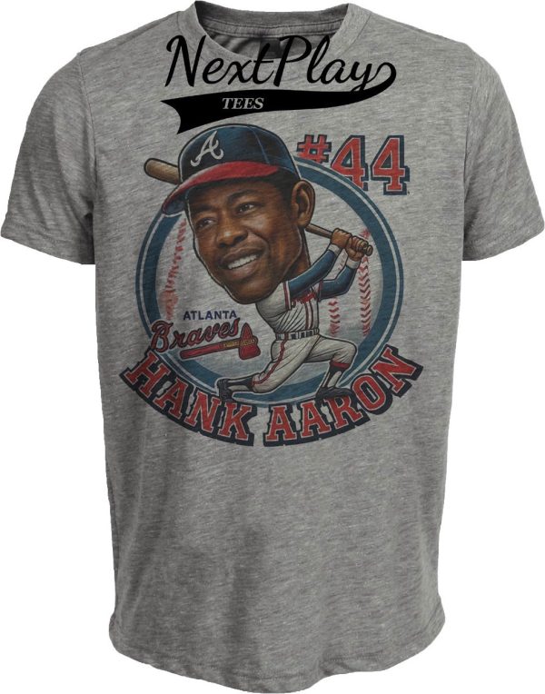 Atlanta Braves Hank Aaron Exclusive Retro Baseball 1955 Artwork Heather Gray Sublimated T-Shirt