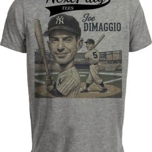 New York Yankees Joe DiMaggio 56 Game Hit Streak Exclusive Retro Baseball 1941 Artwork Heather Gray Sublimated T-Shirt