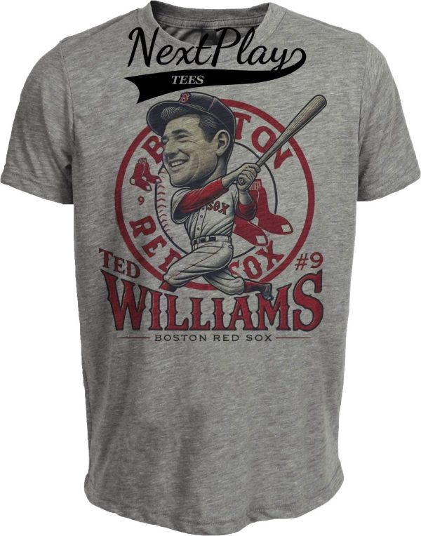 Boston Red Sox Ted Williams Exclusive Retro Baseball 1955 Artwork Heather Gray Sublimated T-Shirt Copy