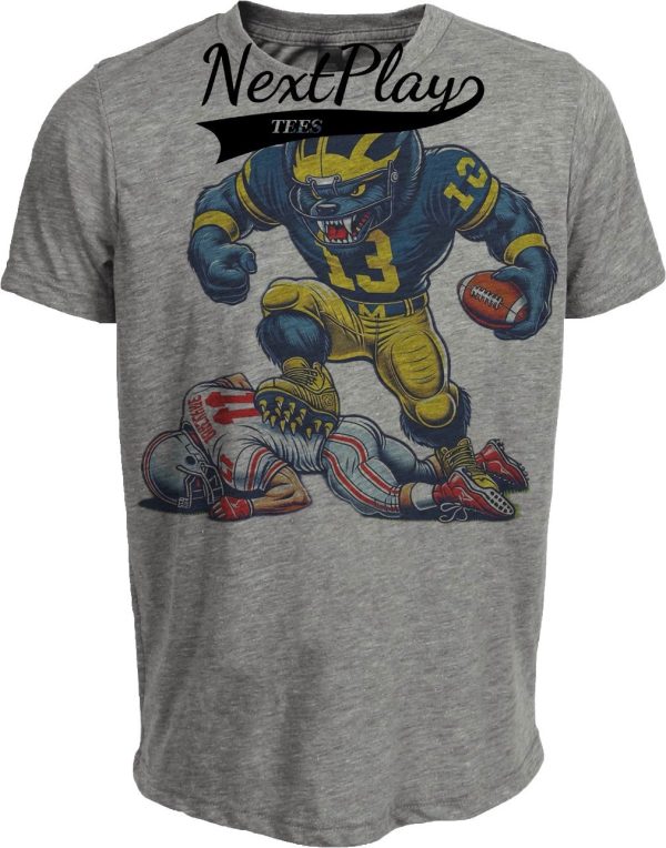 Michigan Wolverines vs. Ohio State Buckeyes Exclusive Retro Rivalries Football 2001 Artwork Heather Gray Sublimated T-Shirt