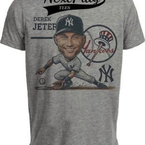 New York Yankees Derek Jeter Exclusive Retro Baseball 1995 Artwork Heather Gray Sublimated T-Shirt