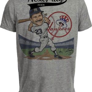 New York Yankees Don Mattingly Exclusive Retro Baseball 1985 Artwork Heather Gray Sublimated T-Shirt