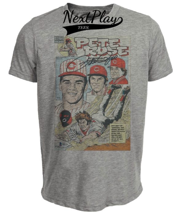 Cincinnati Reds Pete Rose Exclusive Retro Baseball 1976 Artwork Heather Gray Sublimated T-Shirt