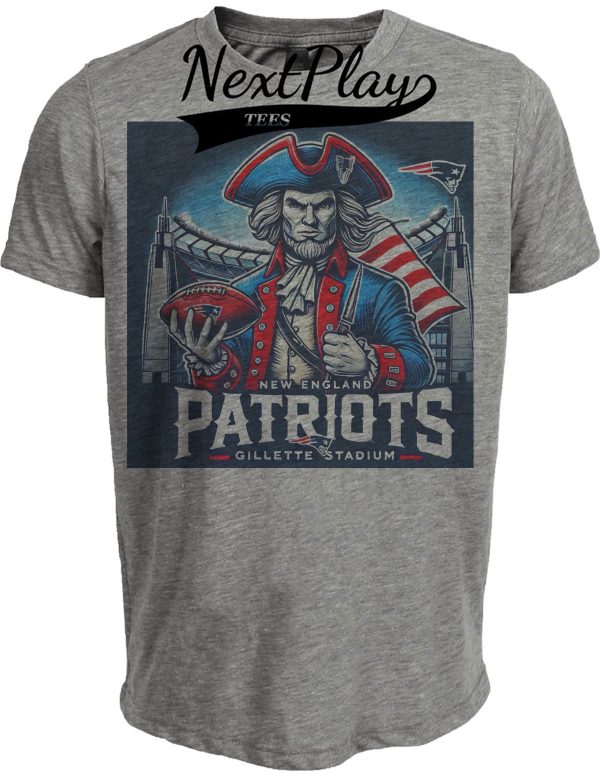 New England Patriots Exclusive Retro Football Artwork Heather Gray Sublimated T-Shirt