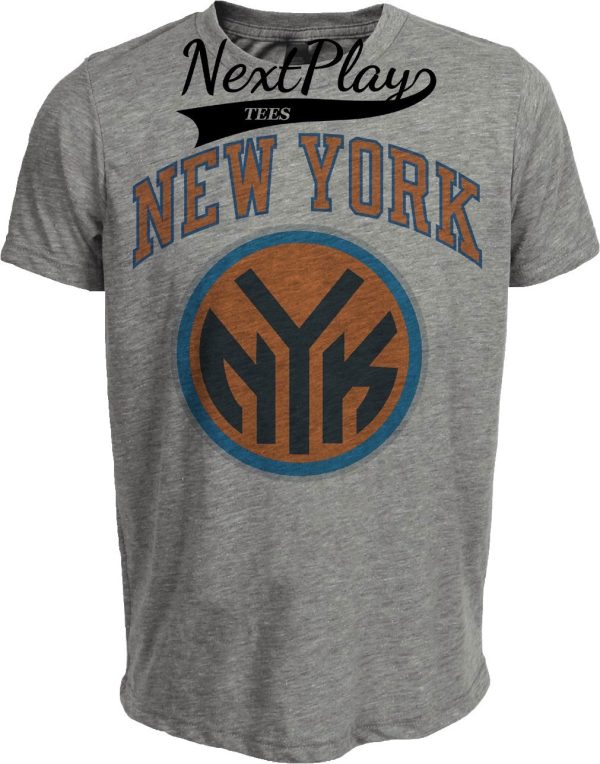 New York Knicks Retro Basketball 1995 Artwork Heather Gray Sublimated T-Shirt