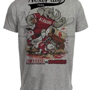 Alabama Crimson Tide vs. Oklahoma Sooners Retro Rivalries Football Artwork Heather Gray Sublimated T-Shirt