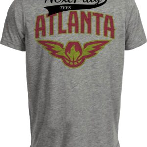 Atlanta Hawks Retro Basketball Exclusive Neon Wings Artwork Heather Gray Sublimated T-Shirt