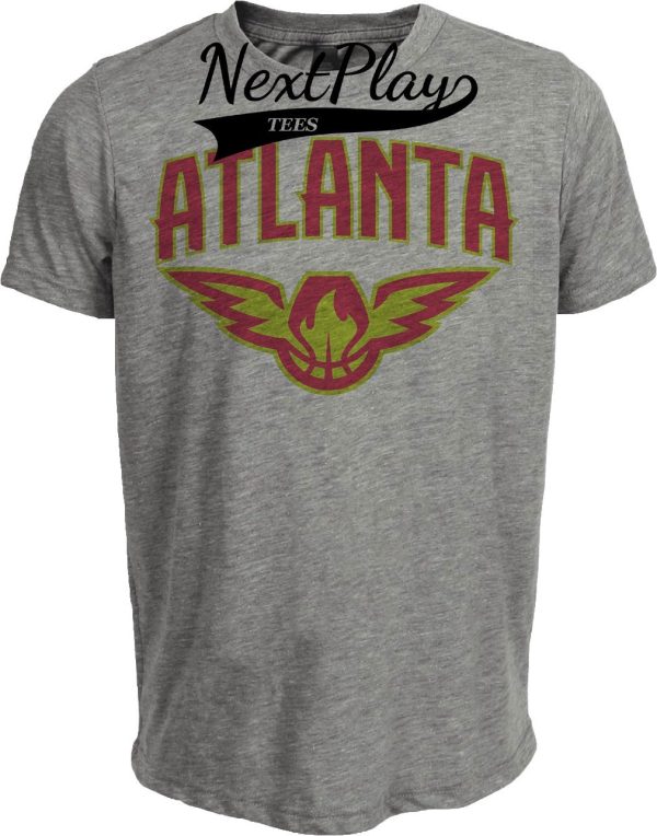 Atlanta Hawks Retro Basketball Exclusive Neon Wings Artwork Heather Gray Sublimated T-Shirt