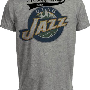 Utah Jazz Retro Basketball Classic Artwork Heather Gray Sublimated T-Shirt