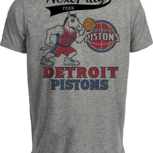 Detroit Pistons Exclusive Retro Basketball Mascot 1988 Artwork Heather Gray Sublimated T-Shirt