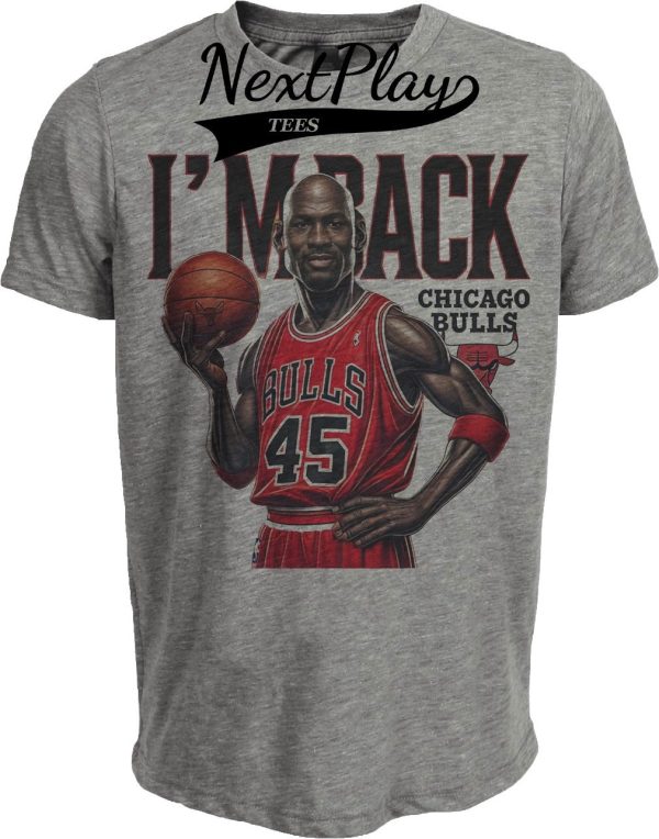 Chicago Bulls Michael Jordan #45 I’m Back Exclusive Retro Basketball 1995 Artwork Heather Gray Sublimated T-Shirt