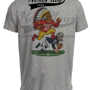 Kansas City Chiefs vs. Dallas Cowboys Thanksgiving Retro Rivalries Football Artwork Heather Gray Sublimated T-Shirt
