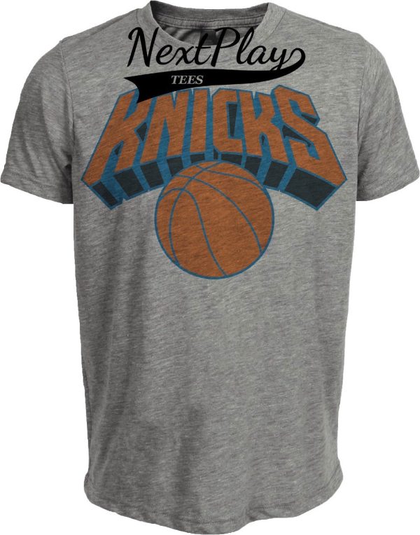 New York Knicks Retro Basketball 1992 Artwork Heather Gray Sublimated T-Shirt