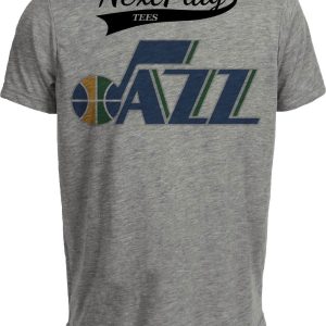 Utah Jazz Retro Basketball 1982 Artwork Heather Gray Sublimated T-Shirt