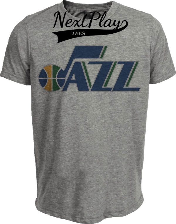 Utah Jazz Retro Basketball 1982 Artwork Heather Gray Sublimated T-Shirt