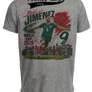 Mexico Raul Jimenez World Cup Soccer Caricature Gray Sublimated T-Shirt